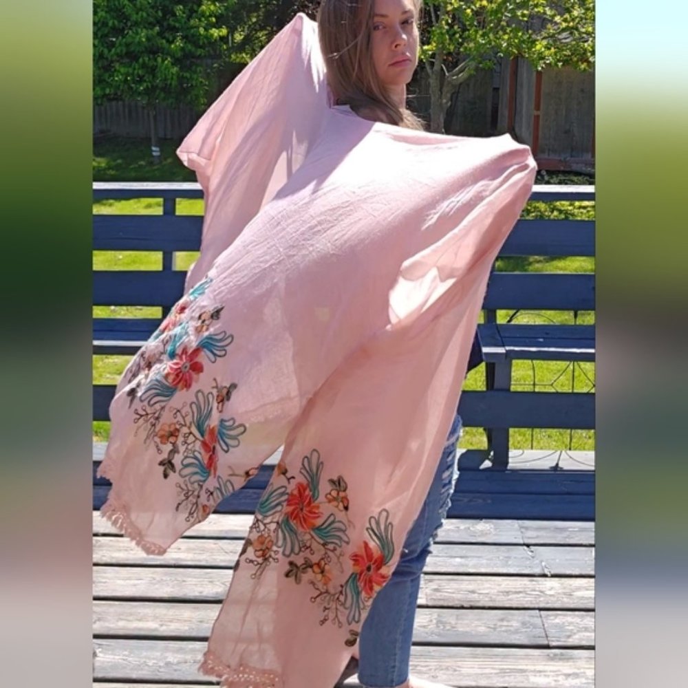 Monday Muse Handmade Embroidery Kimono Ruana Made in Canada